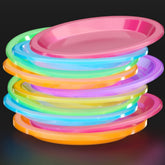 7 In. Neon Assorted Color Plastic Plates | Case of 720